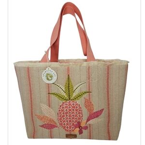 Spartina 449 Embroidered Beach Tote Callawassie Pineapple NEW